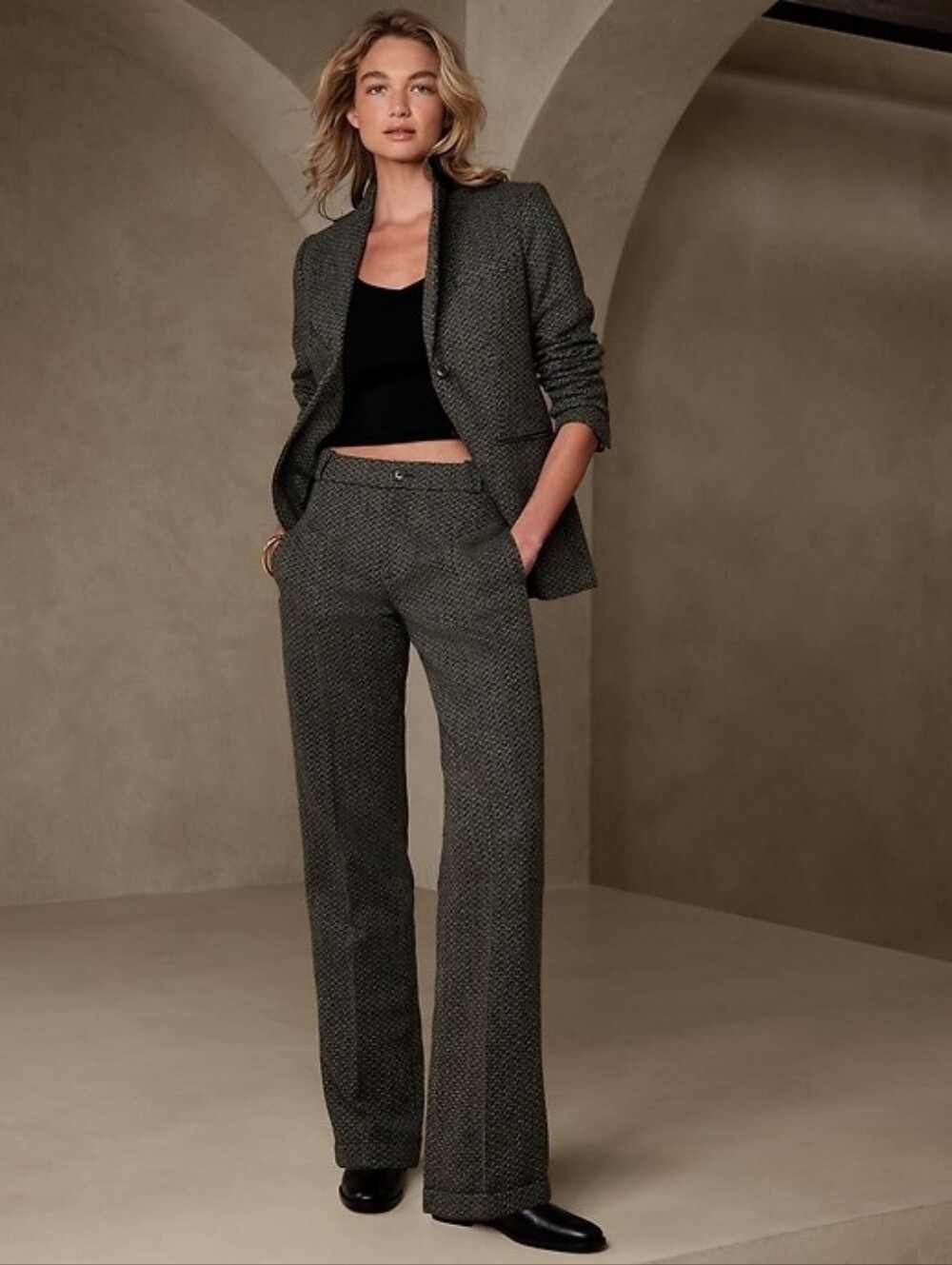 Banana Republic women's pants wylder tweed trousers 8 wool blend